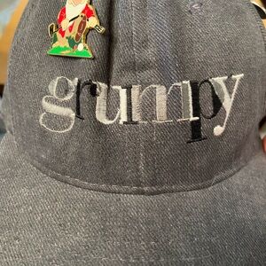 Disney grumpy grey adjustable adult ballcap BONUS 2 PINS - three piece SET